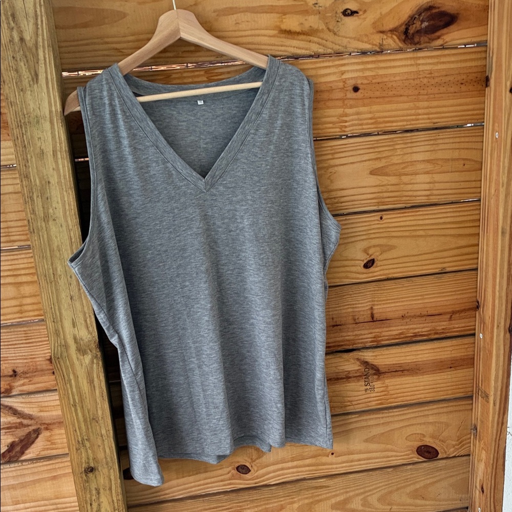Classic V-Neck Sleeveless Top - Gray